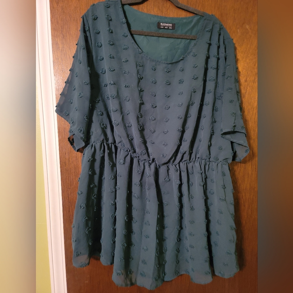 Teal Textured Short Sleeve Top